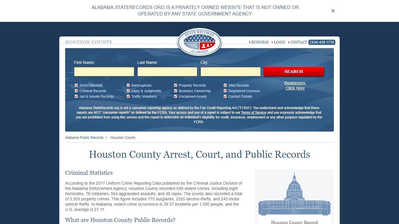 Houston County Arrest, Court, and Public Records